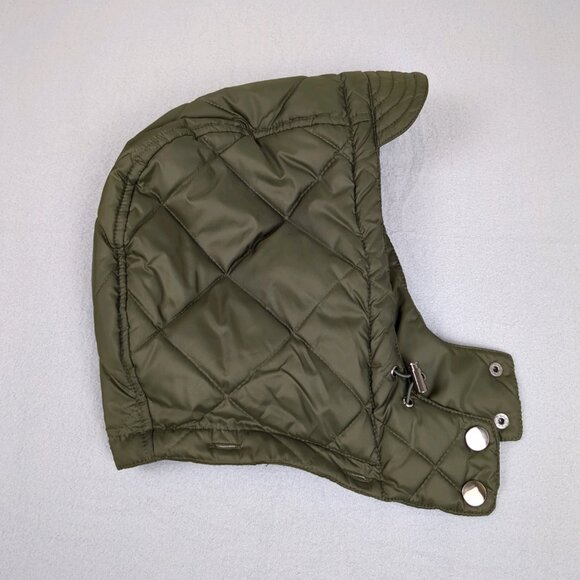 Saks Fifth Avenue Winter Coat Quilted M Green Hooded Fleece Lined Zip Pockets - Picture 8 of 8